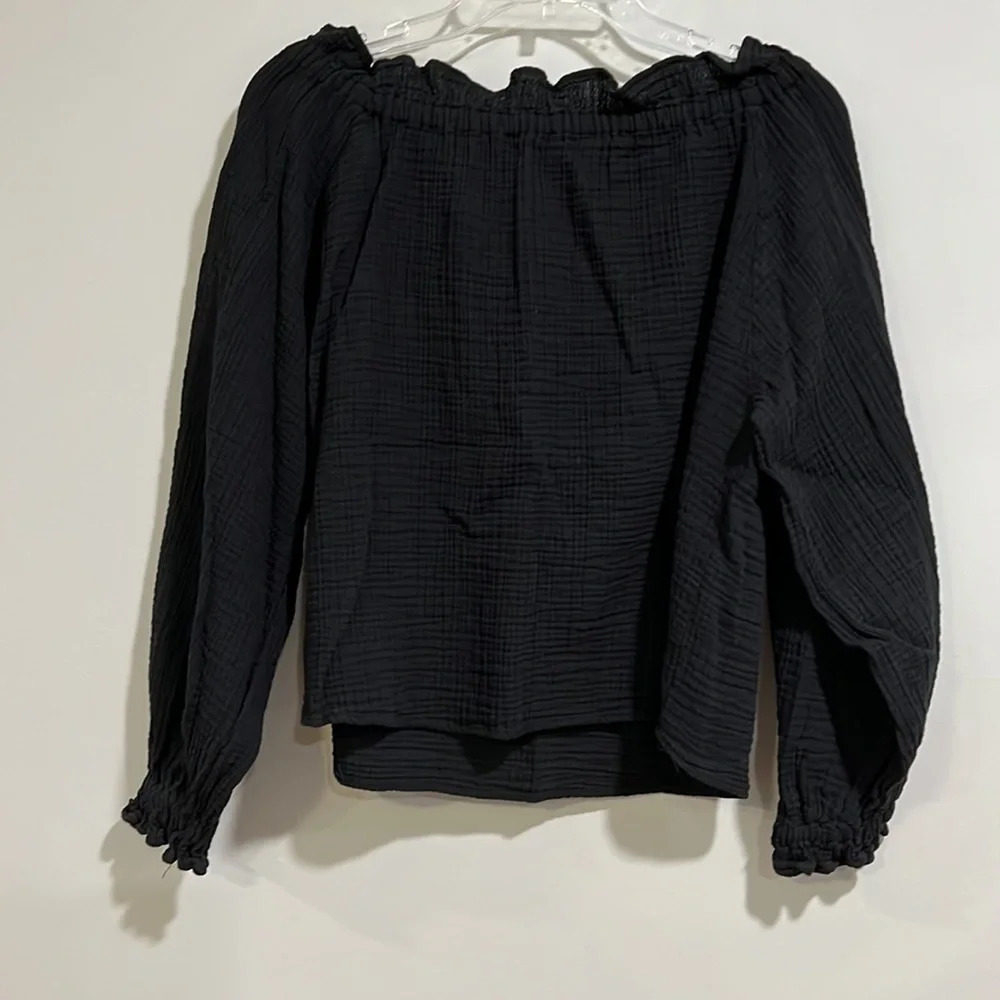 Zara -‎ black, crepe cropped blouse, xs - Picture 2 of 10